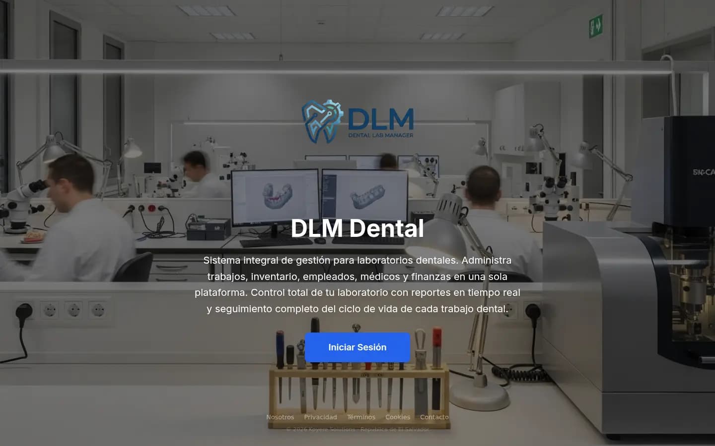 Screenshot of the public page of DLM Dental Manager