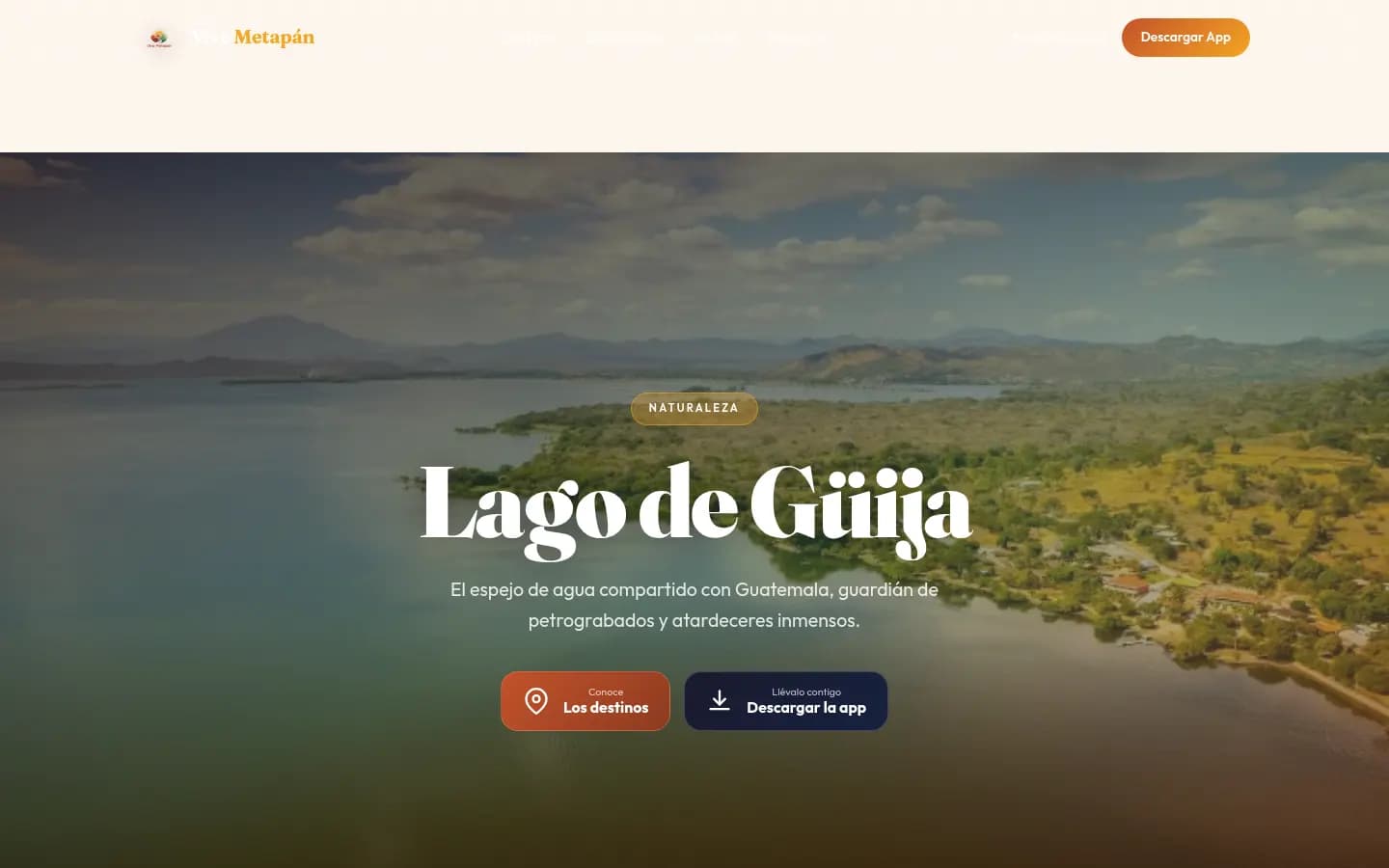 Screenshot of the public page of Vive Metapán